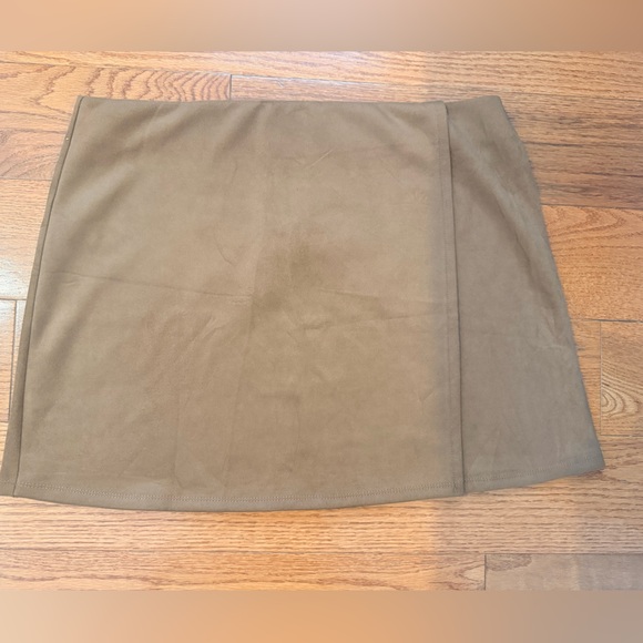 Mango Brown suede faux wrap mini skirt - XL NWT - Picture 3 of 7